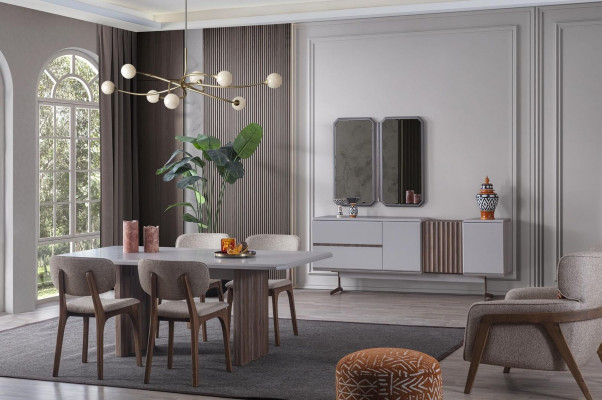 Esszimmer set Essgarnitur Gruppe Tisch Stühle 8tlg. Modern Möbel Essgruppe