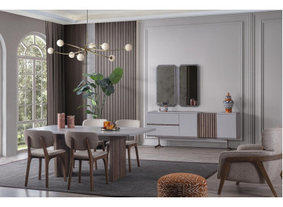 Esszimmer set Essgarnitur Gruppe Tisch Stühle 8tlg. Modern Möbel Essgruppe