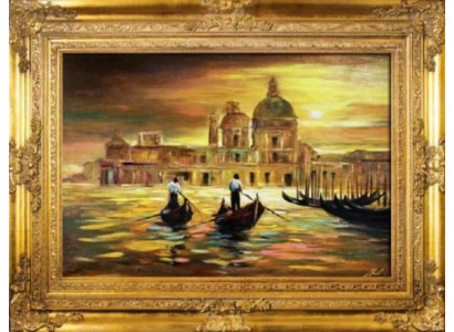 Ölbild Bilder Gemälde Ölgemälde Ölbilder Handarbeit "Venedig" Mit Rahmen G16451