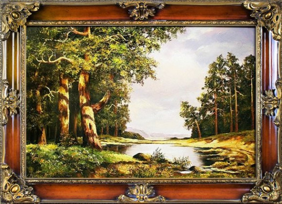 Gemälde Wald Handarbeit Ölbild Bild Ölbilder Rahmen Bilder Dekor Landschaft