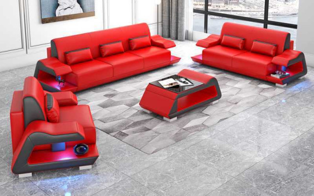 Couchgarnitur Sofagarnitur Ledersofas Sofa Komplette 3tlg Weiß Set 3+2+1