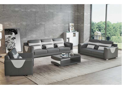 Sofagarnitur Luxus Komplette Couchgarnitur Grau Kunstleder Sofa 321