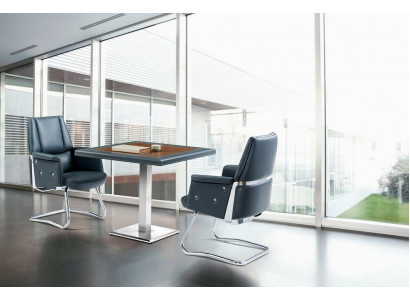 Büro Eintrichtung 3 tlg. Set Tisch Wartezimmer Sessel 2x Lehnstuhl Leder