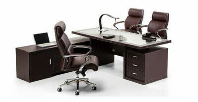 Büro Set 2tlg. Chef Schreibtisch Regal Aktenschrank Arbeitszimmer