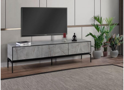 Sideboard RTV Lowboard Modern TV Ständer Wohnzimmer Grau Holz Tisch