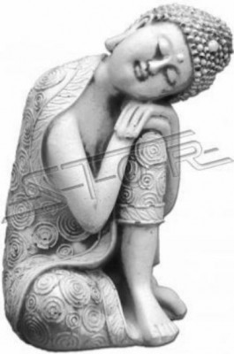 Dekorative Buddha Skulptur in Steinoptik. Große Skulptur für Garten Figur