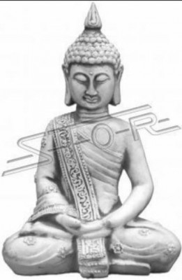 Dekorative Figur Buddha Skulptur in Steinoptik. Große Skulptur für Garten