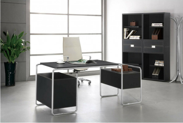 Design Luxus Möbel 3-tlg, Büro Set Schreibtisch und 2x Aktenschrank