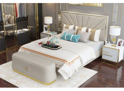 Bett Betten Polster Doppel Ehe Hotel Luxus Leder Moderne Designer Schlafzimmer