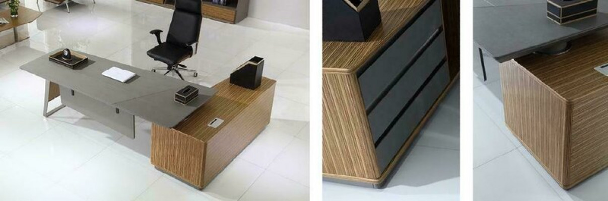 Eckschreibtisch Büro Chef Zimmer Möbel Design Deko Schreibtische Praxis