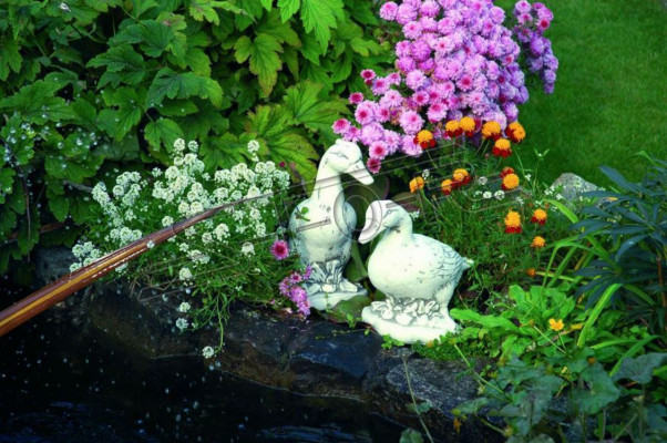 Garten Dekoration Ente Terrasse Stein Figuren Figur Deko Statue Skulptur