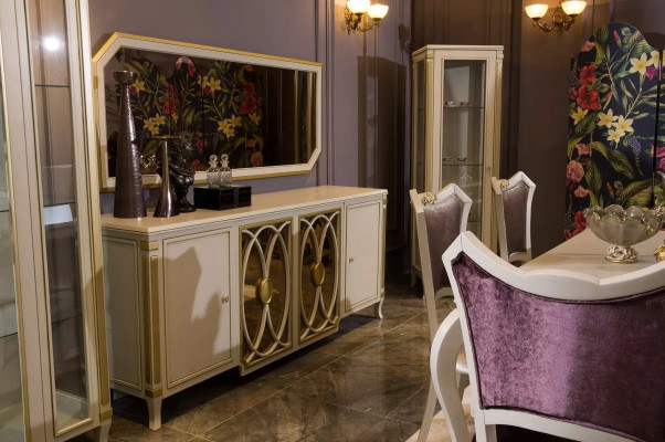 Klassische Set Vitrine rtv Sideboard Luxus Vitrine Schränke Set 2 tlg.