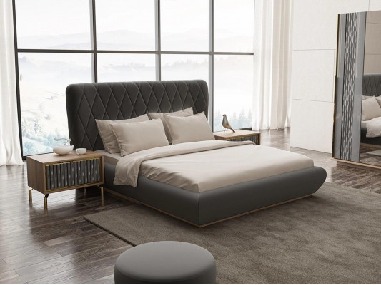 Komplett Set Doppel Bett Luxus 2x Nachttische Design Schrank Kleiderschrank