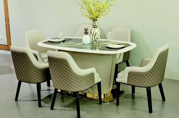 Komplett Set Esstisch + 6 Stühle Esszimmer Garnitur Ess Gruppe Tisch Tische 7tlg