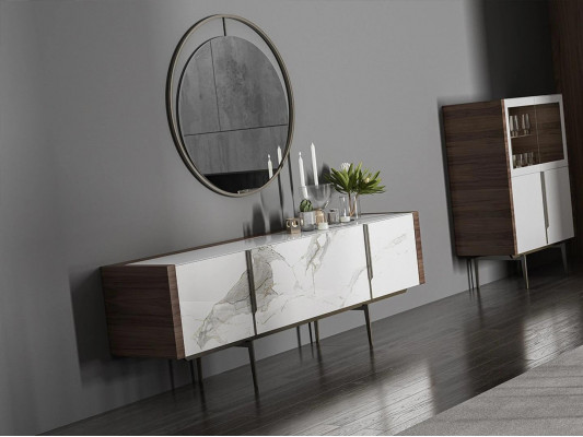 Luxus Esszimmer Modern Sideboard mit Spiegel Design Einrichtung Neu