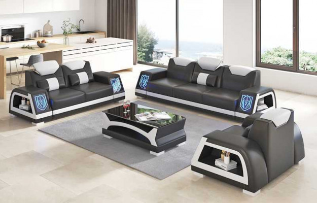 Komplette Couchgarnitur Sofagarnitur Ledersofas Sofa 3tlg Sofas Braun