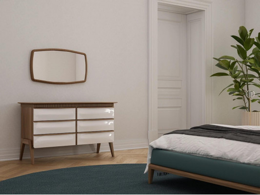 Modern Design Kommode mit Spiegel Schlafzimmer Luxus Schrank Neu Möbel