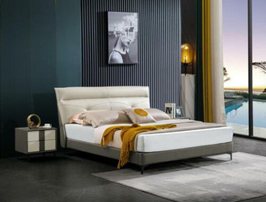 Schlafzimmer Lederbett Komplettes Bett Nachttischen 3 tlg. Garnitur Hotel