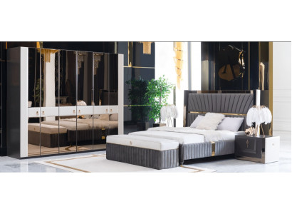 Schlafzimmer Komplett Set Bett Nachttisch Hocker 5tlg Design Holz Möbel Sets Neu