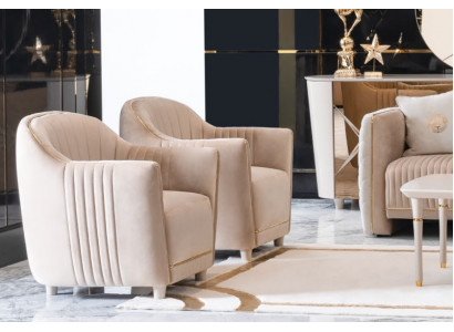 Sofa 1 Sitzer Polster Material Holz Modern Stuhl Sitzbezug Designer Textil Neu