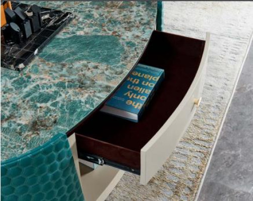 Couchtisch Unterschrank Holz Leder Turkis Modern Neu 2tlg. Design Möbel