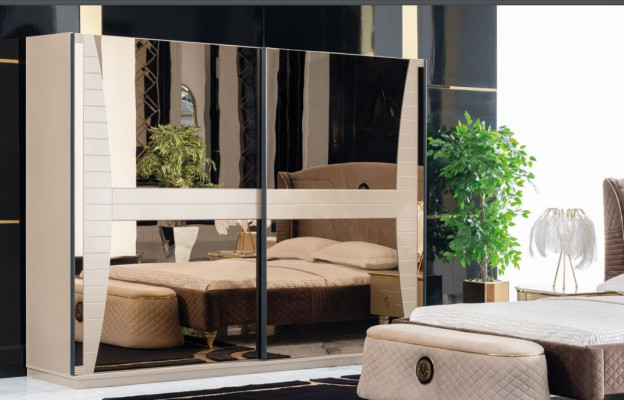 Luxus Set Schlafzimmer Bett Nachttisch Kommode Hocker Gruppe Garnitur Neu 5tlg.