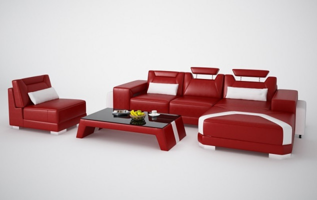 Designer Sofa Couch Ecksofa mit Hocker Polster Garnitur Wohnlandschaft L Form