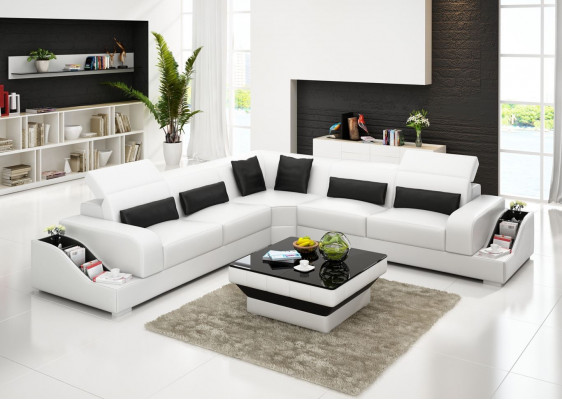 Ecksofa Leder Sofa Couch Polster Eck Wohnlandschaft Sitz Garnitur L Form
