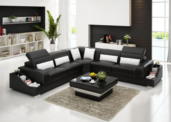 Ecksofa Leder Sofa Couch Polster Eck Wohnlandschaft Sitz Garnitur L Form
