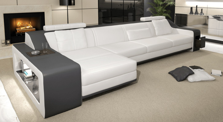 Designer Sofa Couch Ecksofa mit Hocker Wohnlandschaft Polster Garnitur