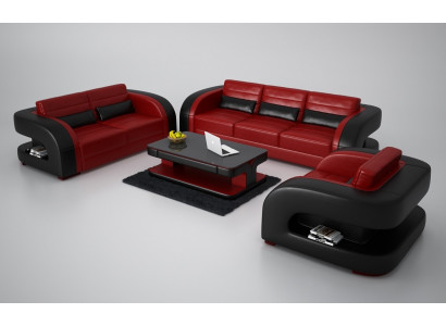 Luxuriöse Wohnzimmer Sofagarnitur 3+2 Set Garnitur Leder Polster Couchen