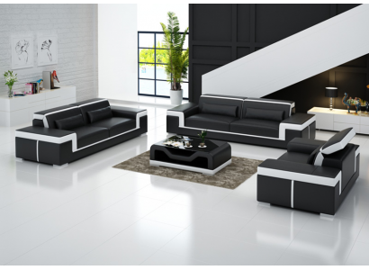 Luxuriöse Sofagarnitur Wohnzimmer 3+2 Set Garnitur Leder Polster Couchen