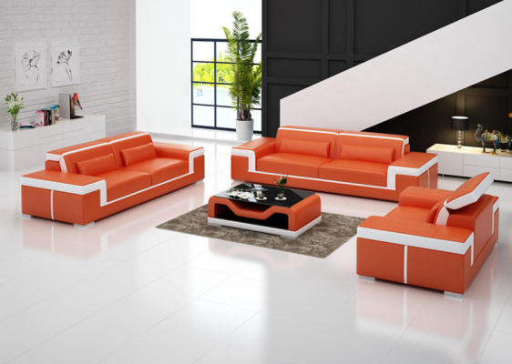 Luxuriöse Sofagarnitur Wohnzimmer 3+2 Set Garnitur Leder Polster Couchen