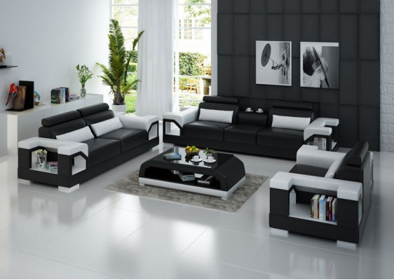 Leder Polster Couchen Sofa Luxuriöse Sofagarnitur Wohnzimmer 3+2 Set