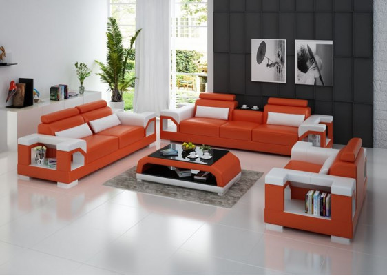 Leder Polster Couchen Sofa Luxuriöse Sofagarnitur Wohnzimmer 3+2 Set