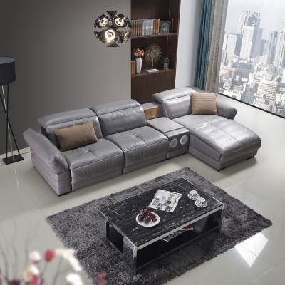 Luxus Ecksofa Leder Couch Polster Garnitur Soundsystem Multifunktion