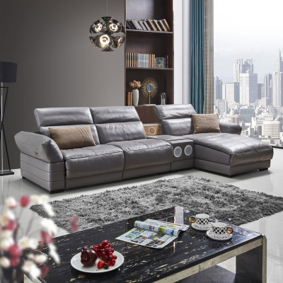 Luxus Ecksofa Leder Couch Polster Garnitur Soundsystem Multifunktion