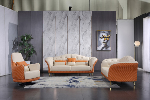 Luxus Sofagarnitur 3+1+1 Sitzer mit Möbel Couch Ledersofa Textil Gruppe