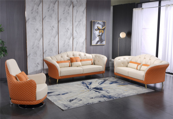Luxus Sofagarnitur 3+1+1 Sitzer mit Möbel Couch Ledersofa Textil Gruppe