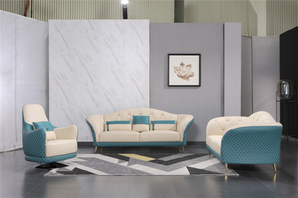 Luxus Sofagarnitur 3+1+1 Sitzer mit Möbel Couch Ledersofa Textil Gruppe