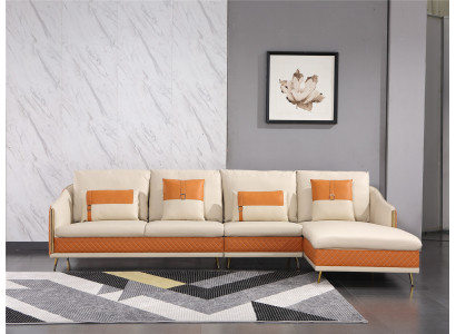 Couch Ecksofa Leder Wohnlandschaft Garnitur Deko Design Modern Sofa L-Form
