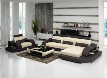 Wohnlandschaft Ecksofa L-Form Sessel Set Garnitur Leder Couch 2tlg.