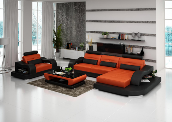 Wohnlandschaft Ecksofa L-Form Sessel Set Garnitur Leder Couch 2tlg.