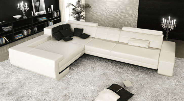 Sofa L-Form Ledersofa Couch Wohnlandschaft Garnitur Design Ecksofa