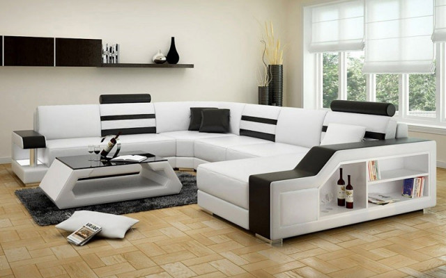 Ecksofa Sofa Couch Polster Eckgarnitur Wohnlandschaft Leder Desing Eck U Form