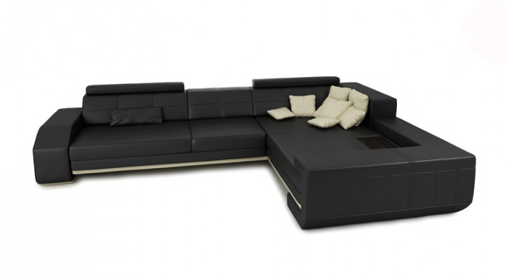 Sofa L-Form Ledersofa Couch Wohnlandschaft Garnitur Design Ecksofa