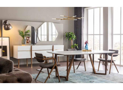 Essgruppe Esszimmer Esstisch Stühle Tisch Set 7tlg Holz Weiß Modern