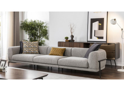 Dreisitzer Sofa 3 Sitzer Stoffsofa Sofas Modern Grau Stoff Couch Neu