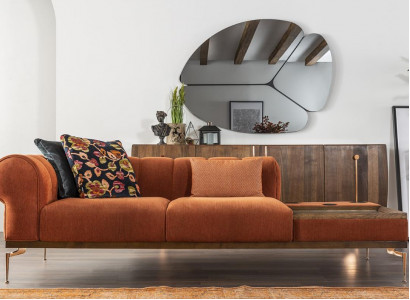Zweisitzer Sofa 2 Sitzer Stoffsofa Sofas Modern Stoff Orange 234cm