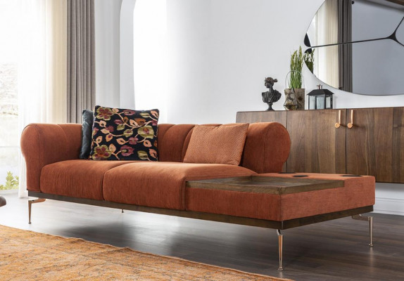 Zweisitzer Sofa 2 Sitzer Stoffsofa Sofas Modern Stoff Orange 234cm